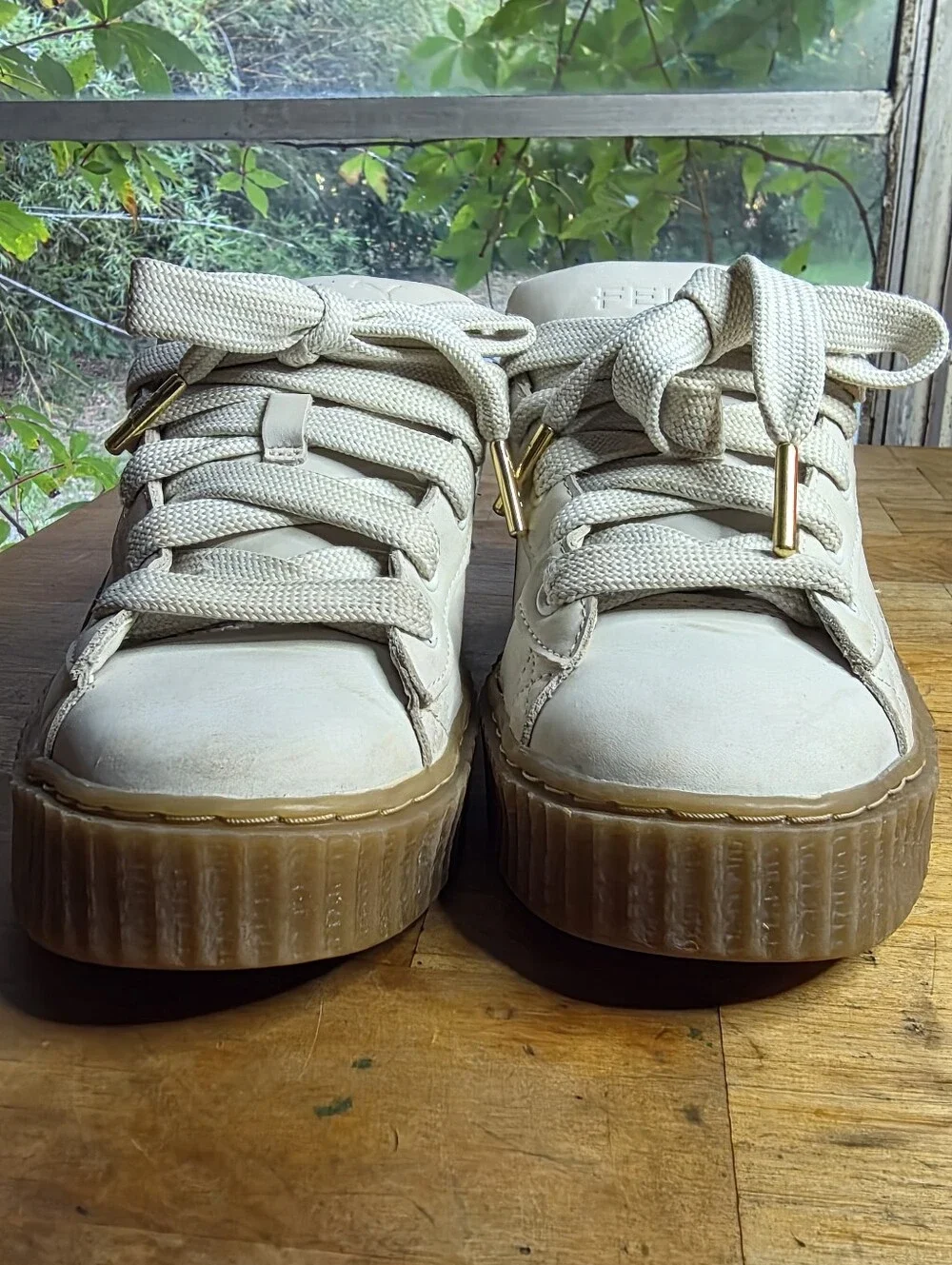Puma x Fenty Rihanna Creeper Phatty white gum platform sneakers